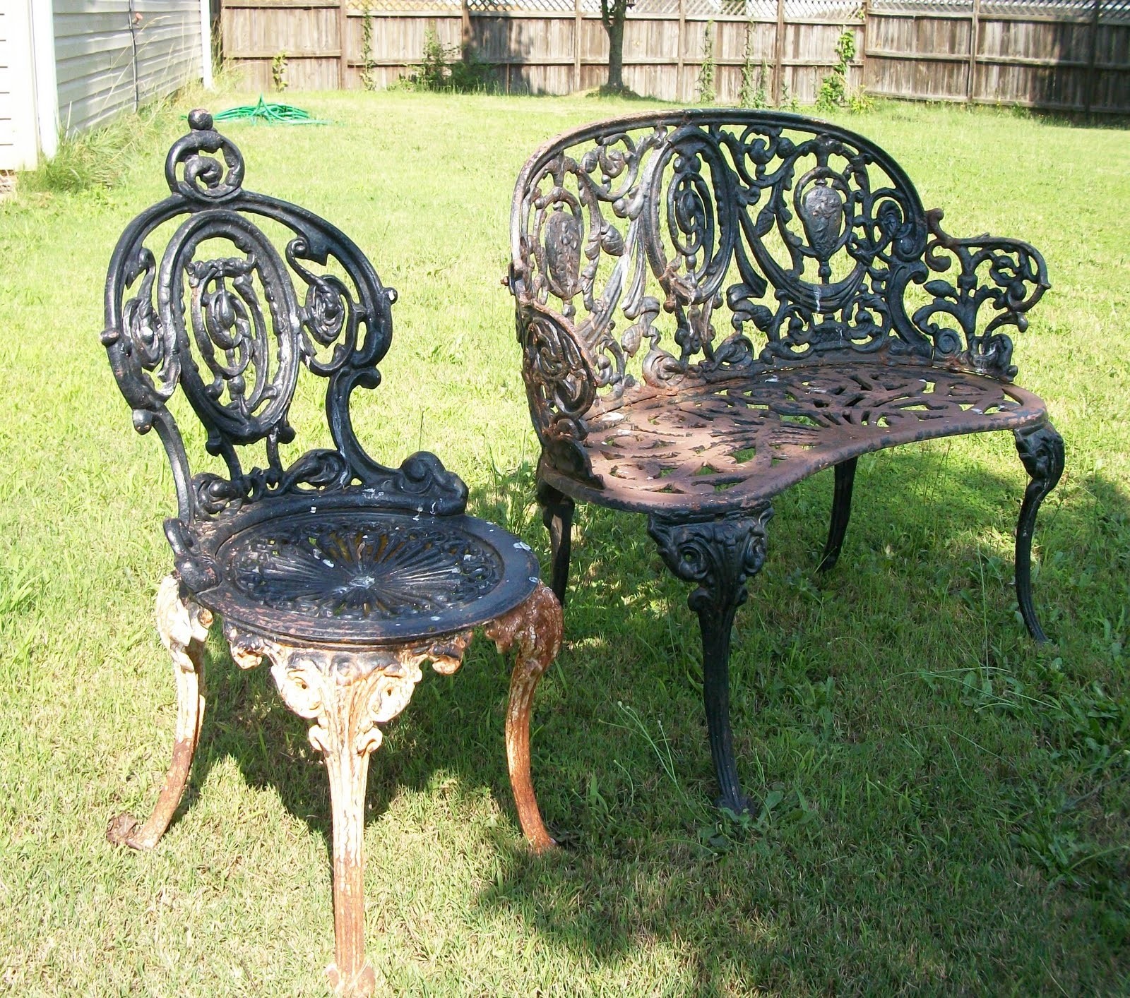 Antique cast iron patio deals furniture for sale