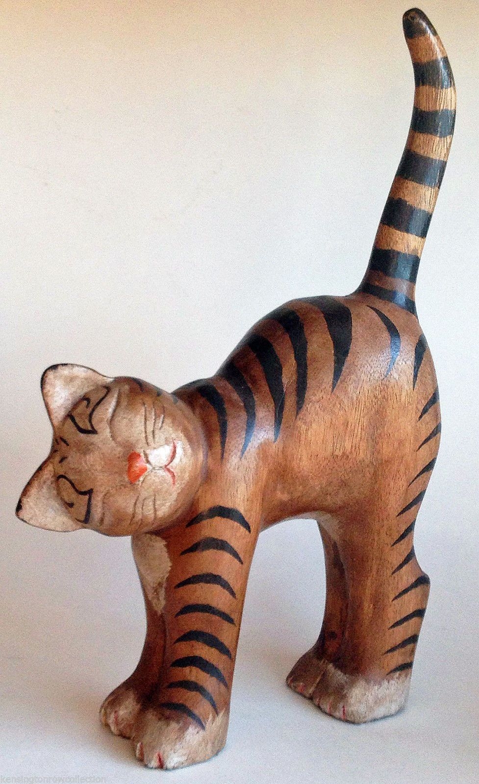 Cats - Stretching Cat Wood Carving - Wooden Cat Figurine - Cat Sculpture - Cat Door Stop - Cat Doorstop