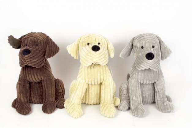 Chocolate Brown Soft Cord Ribbed Cute Dog Door Stop Doggy Fabric Doorstop 28cm