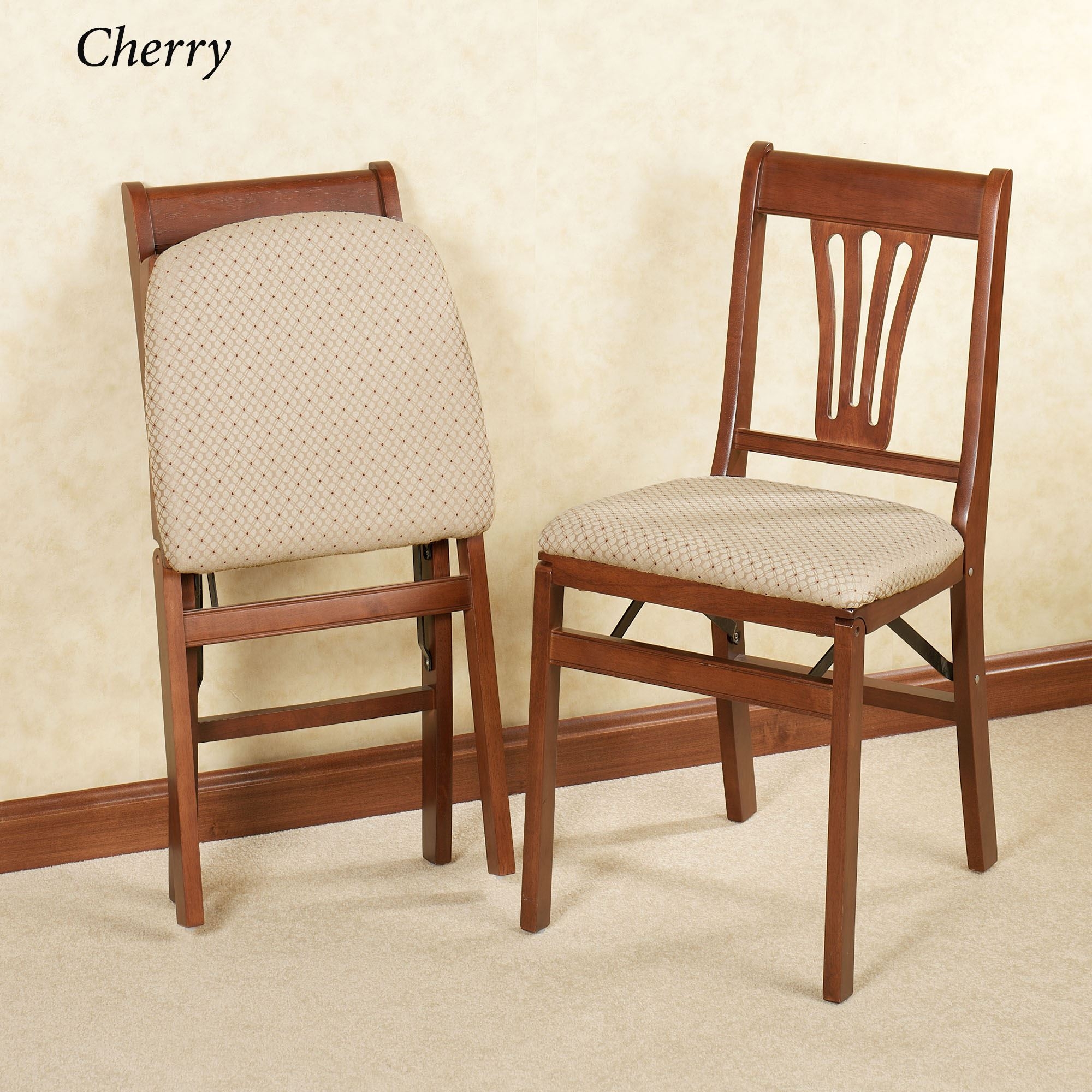 Dover Upholstered Folding Chair Pair 