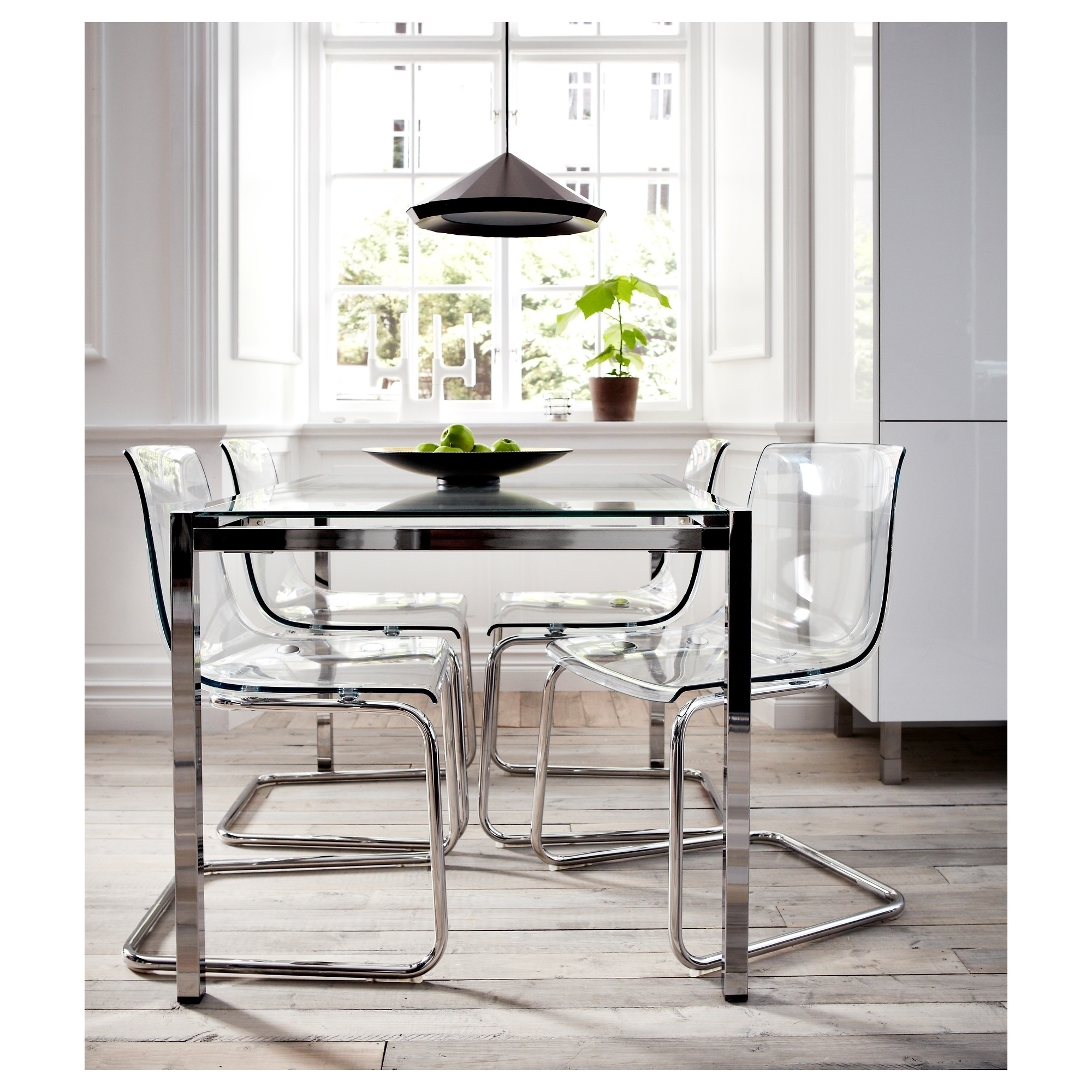 Glass And Chrome Dining Table 