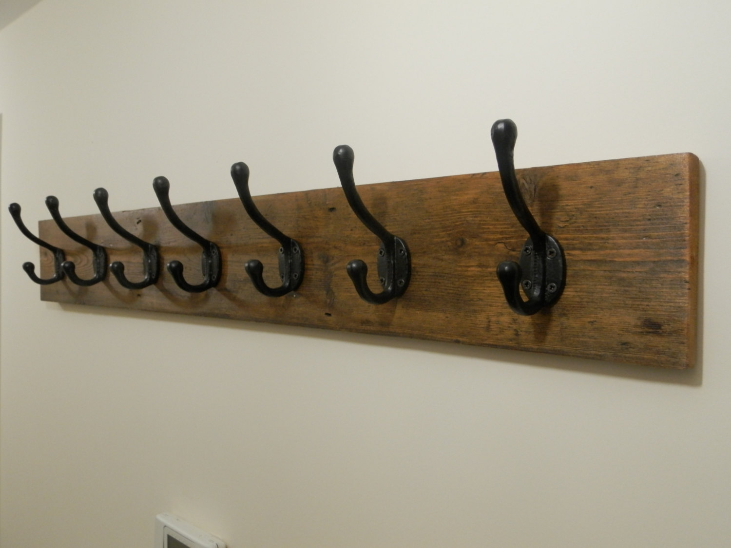 100cm Lengths \\ Made From Reclaimed Wood and Cast Iron \\ Wax Finish \\ Home \\ Anchor \\ Handmade Rustic Coat Rack \\ 30cm