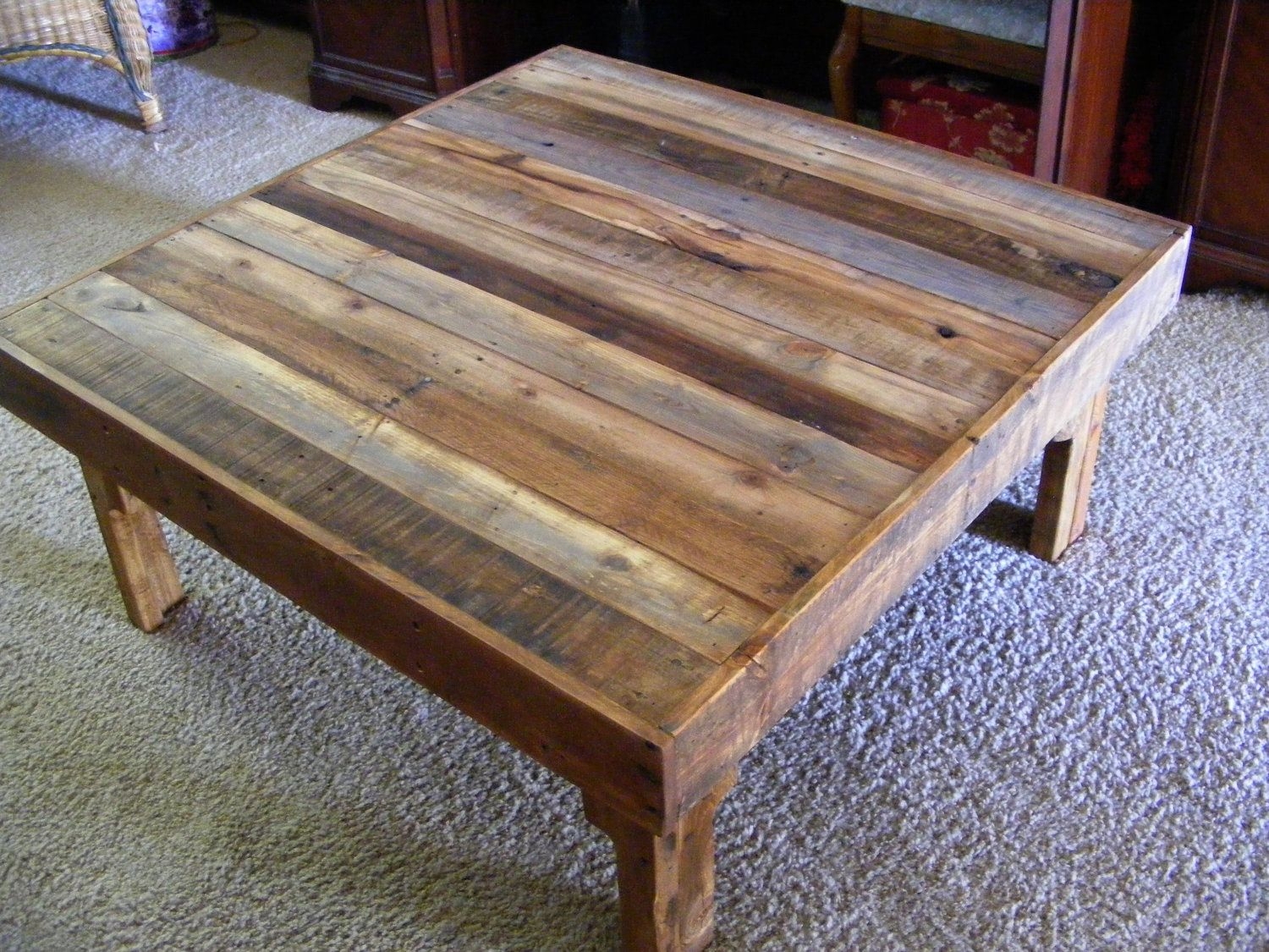 Large square rustic coffee table