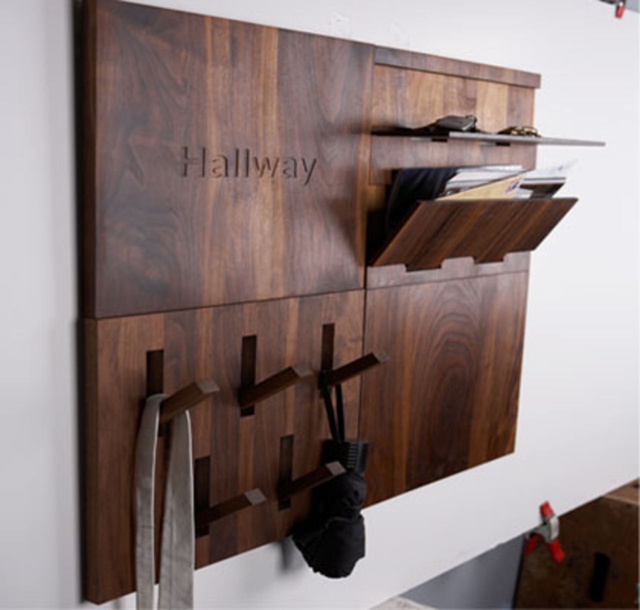 Modern and compact hallway storage solution made of wood read