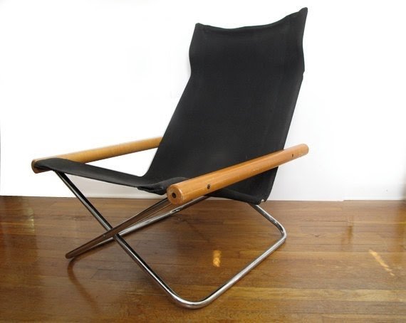 Rare japanese folding ny easy chair by