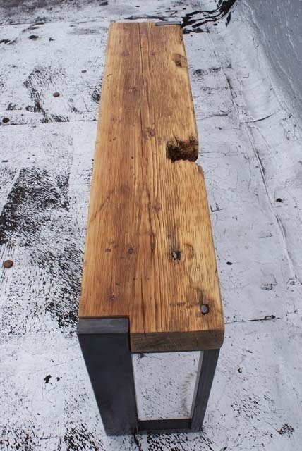Reclaimed Wood And Steel Bench