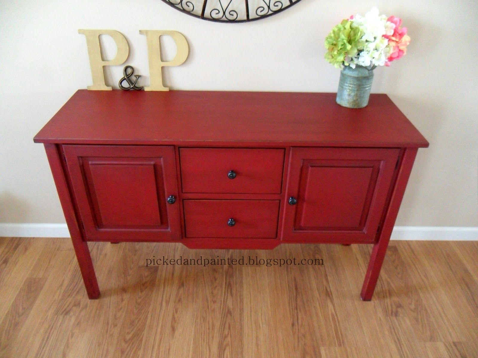 Red buffet table
