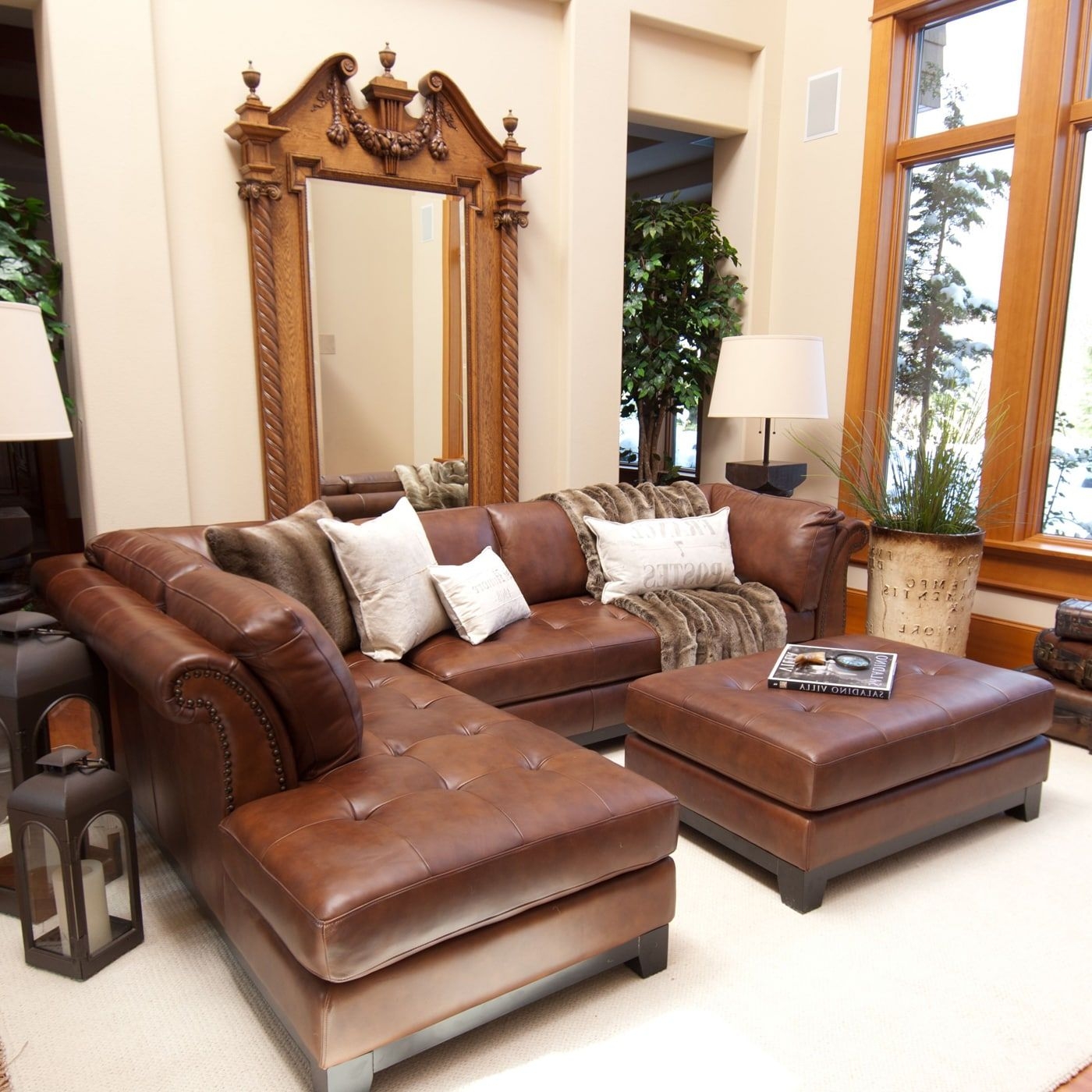 Snow chalet corsario leather sectional sofa