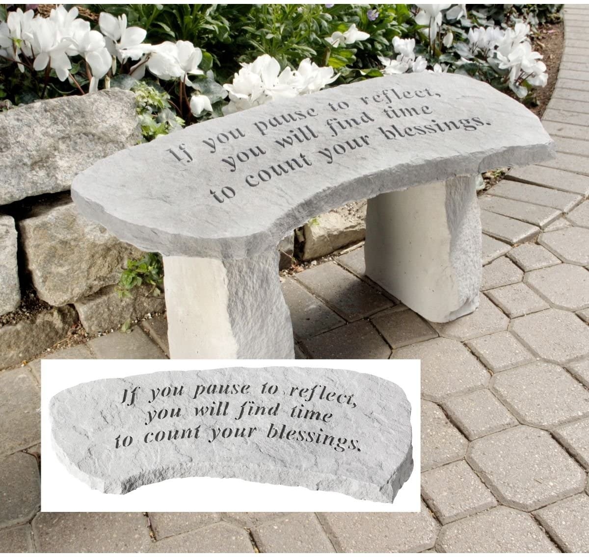 14.5" Count Your Blessings Cast Stone Memorial Garden Bench
