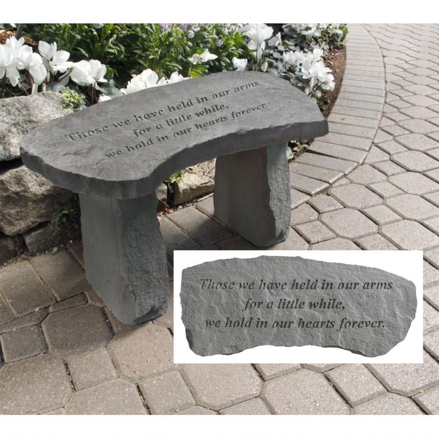 14.5" In Our Hearts Forever Cast Stone Memorial Garden Bench