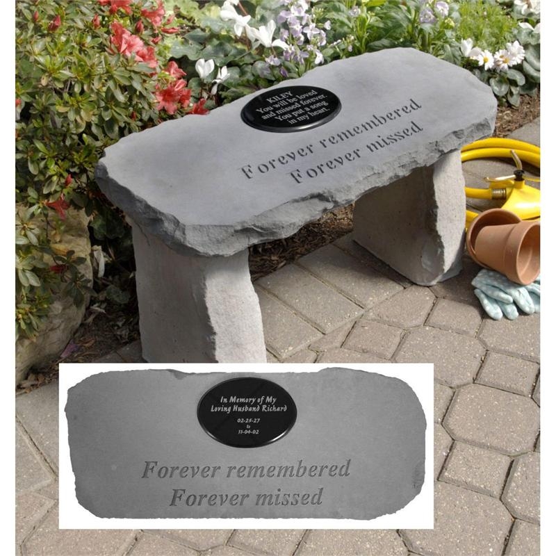 15" Memorial Personalized Cast Stone Garden Bench