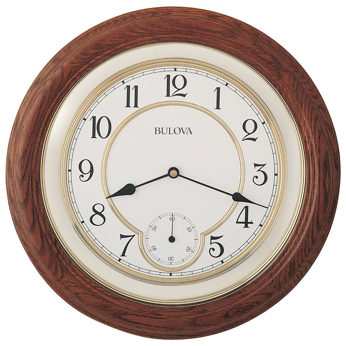 Bulova william 14 round oak wall clock 1