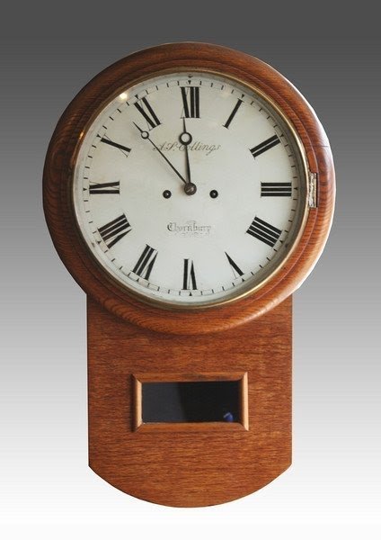Drop fusee oak wall clock