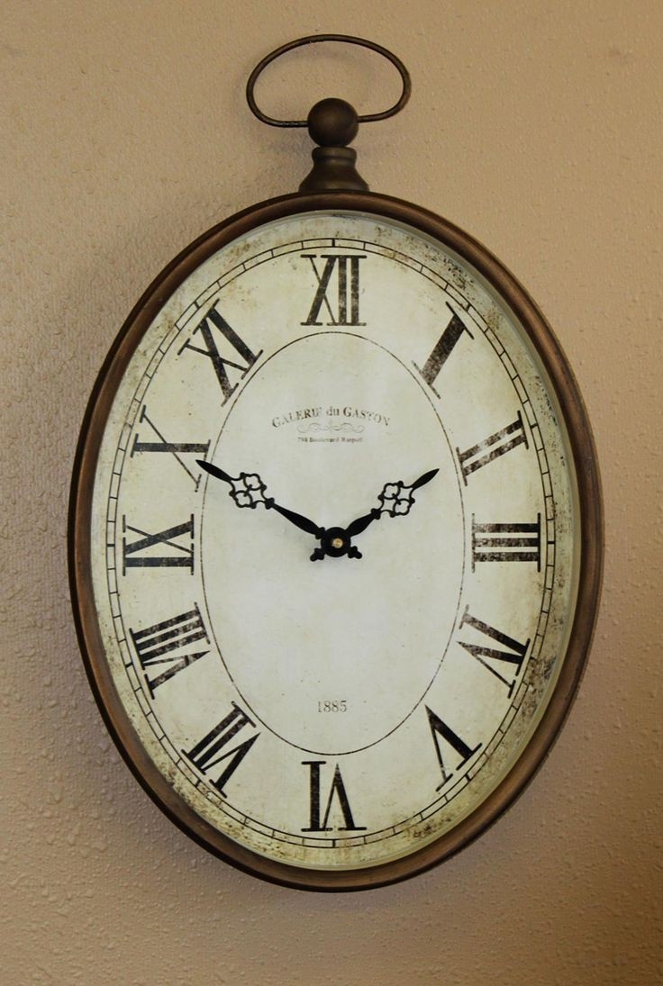 Gallerie De Gaston Vintage Metal Pocket Watch Large Wall Clock Tuscan Old World
