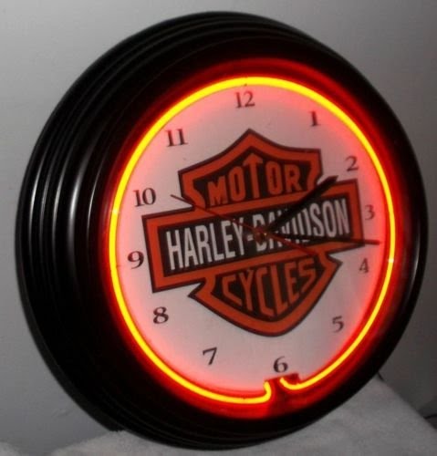 harley davidson neon wall clock