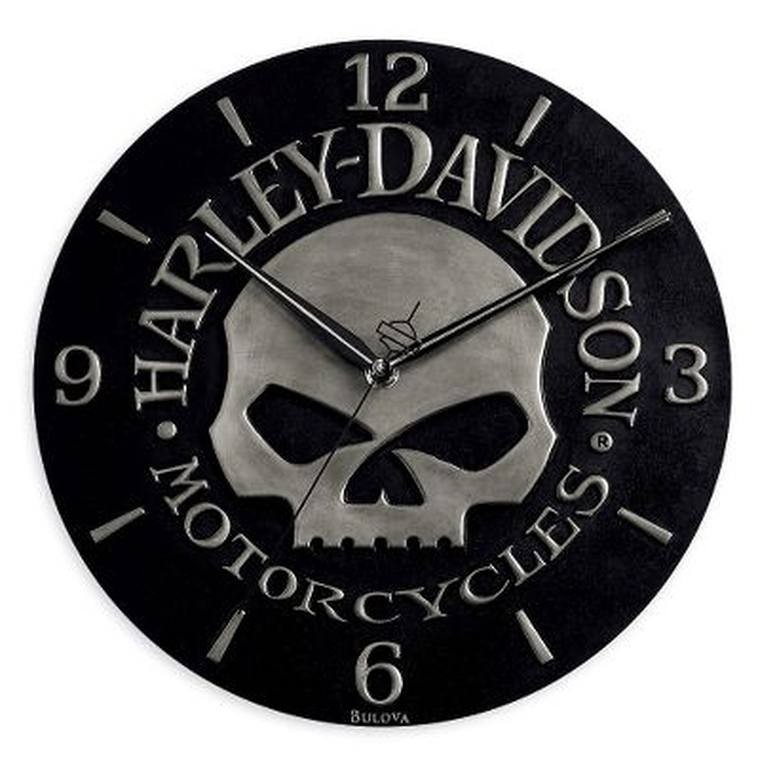 Harley davidson sculpted skull wall clock 99366 10v