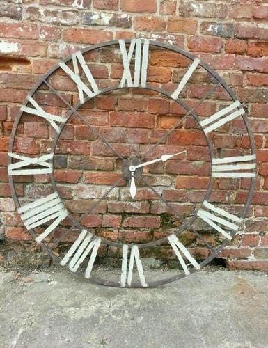 Huge metal iron wall clock distressed shabby chic wall decor