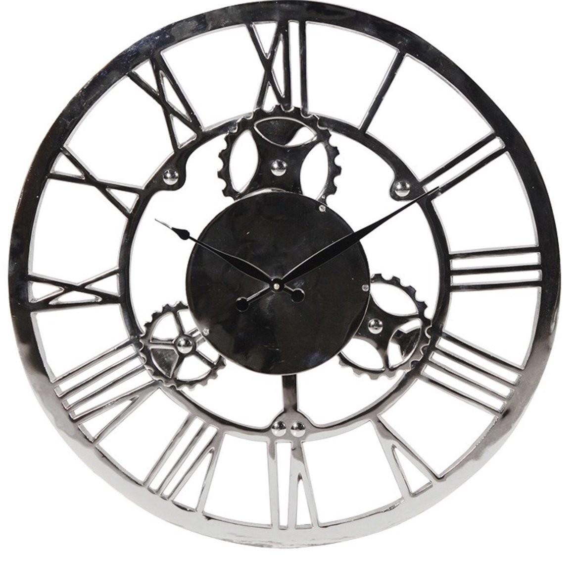 Large chrome wall clock