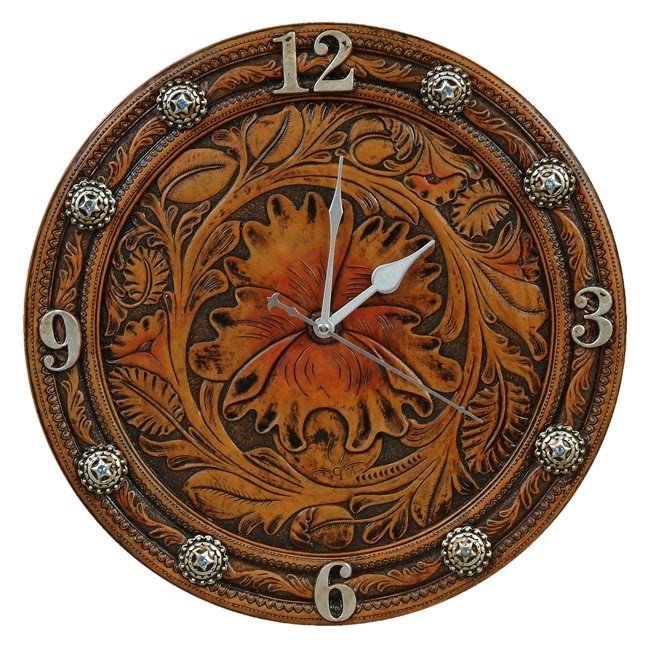Leather tooled flower clock love the lay out of this