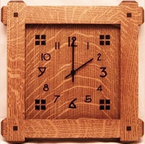 Mission Style Qtrsawn White Oak Wall Clock Wood Face