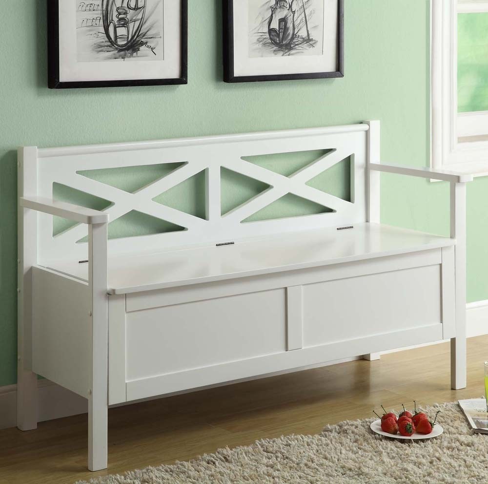 Monarch Specialties White Solid Wood Storage Bench