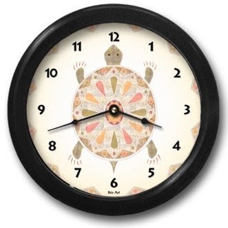 Painted turtle round acrylic wall clock from our southwestern clocks