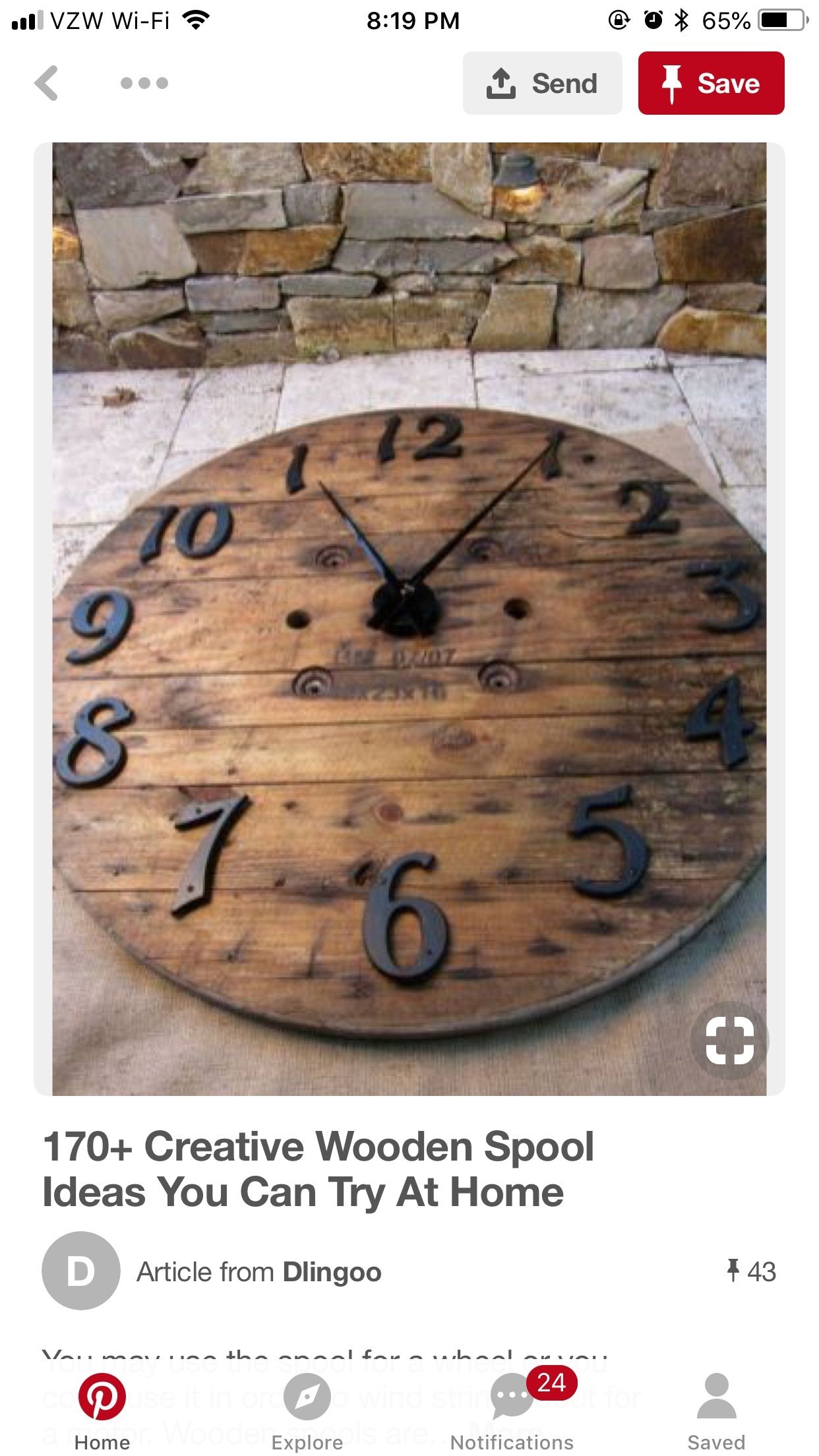 Recycled wood wall clock french barn