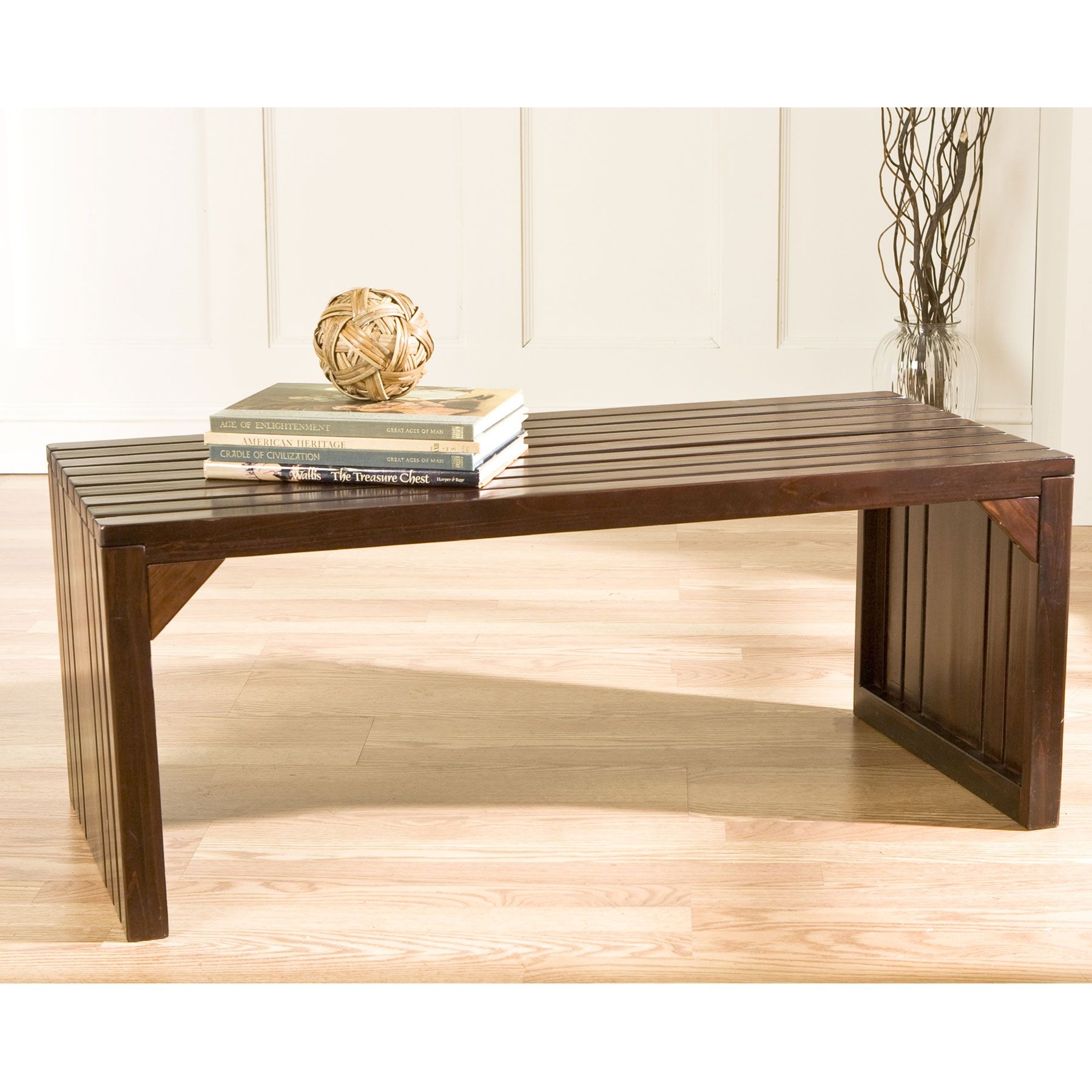 Southern Enterprises Slat Bench/Table, Espresso, Wood