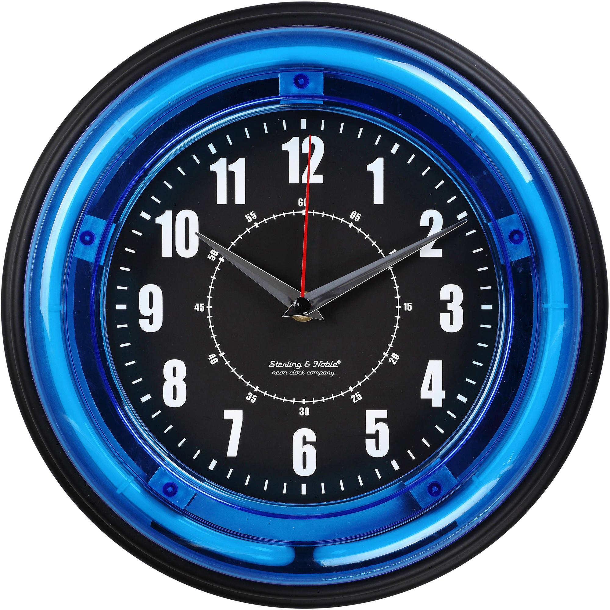 Sterling and Noble 11" Neon Wall Clock, Neon Blue