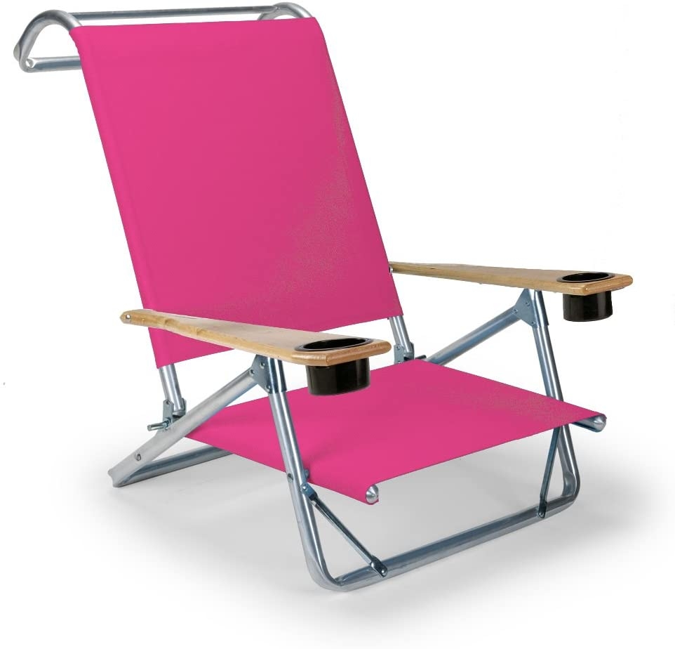Telescope Casual Original Mini-Sun Chaise Folding Beach Arm Chair with Cup Holders, Aqua