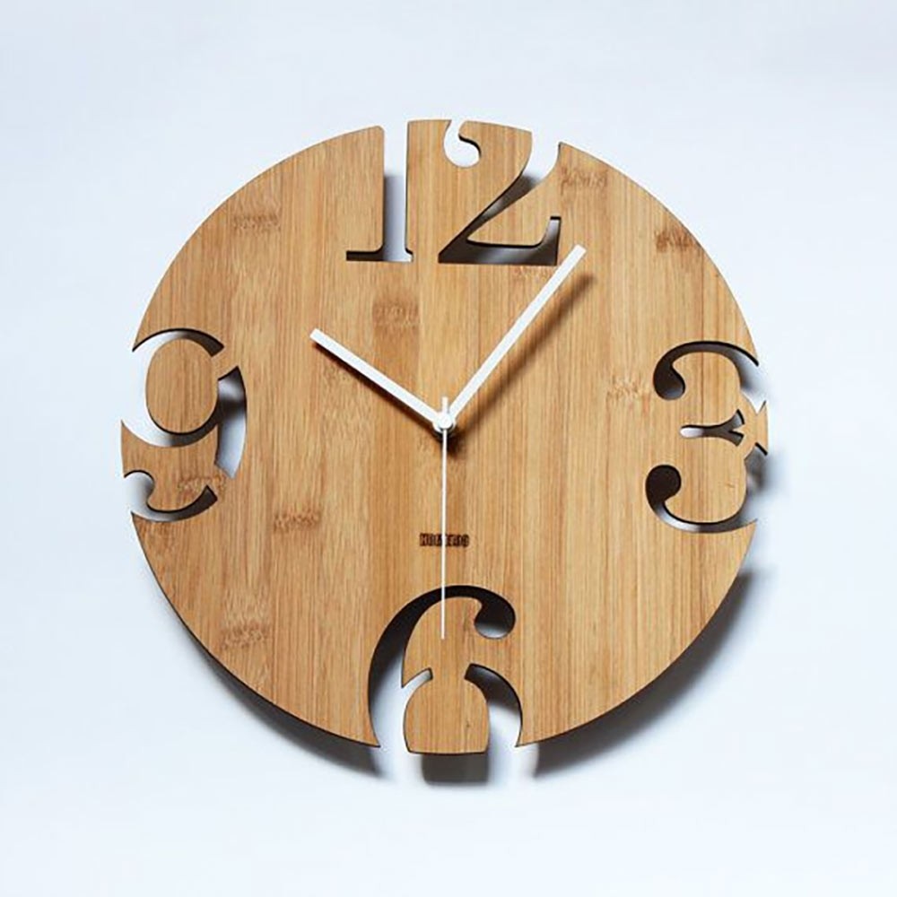 Unique Bamboo Wall Clock Numeric Cutter