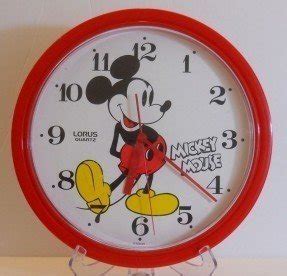 Vintage disney mickey mouse wall clock lorus quartz red clean