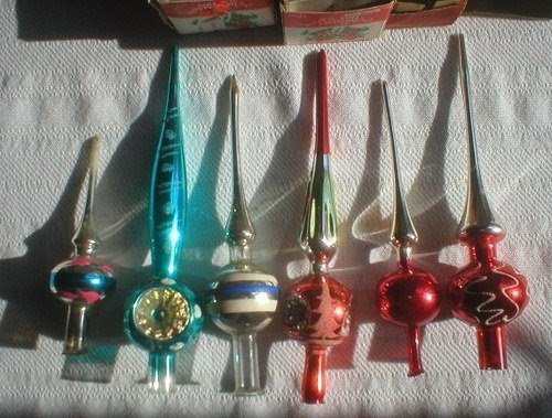 Vintage Glass Christmas Tree Top Topper Ornament Finial Spire Lot 6 Atomic Decor