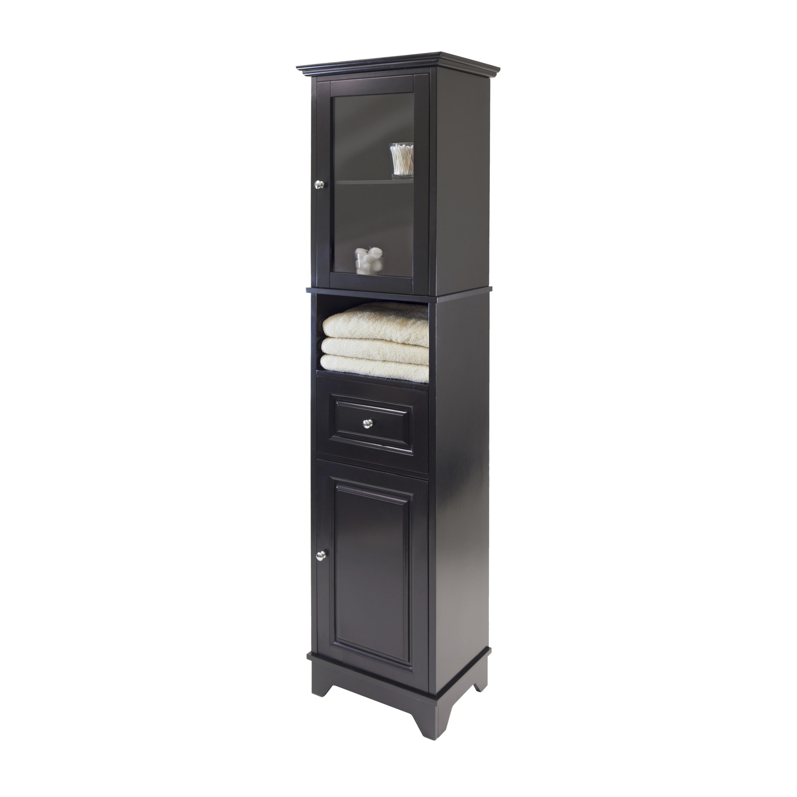 Winsome Alps Tall Cabinet with Glass Door and Drawer