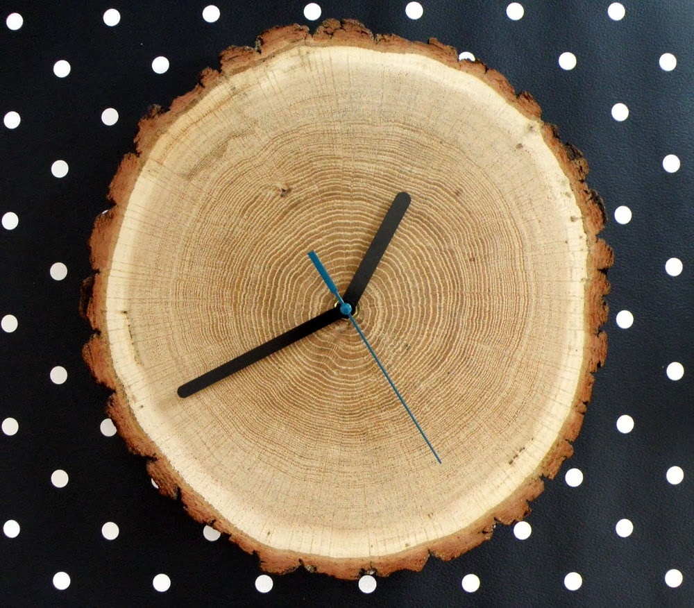 Wooden oak wall clock from untreated