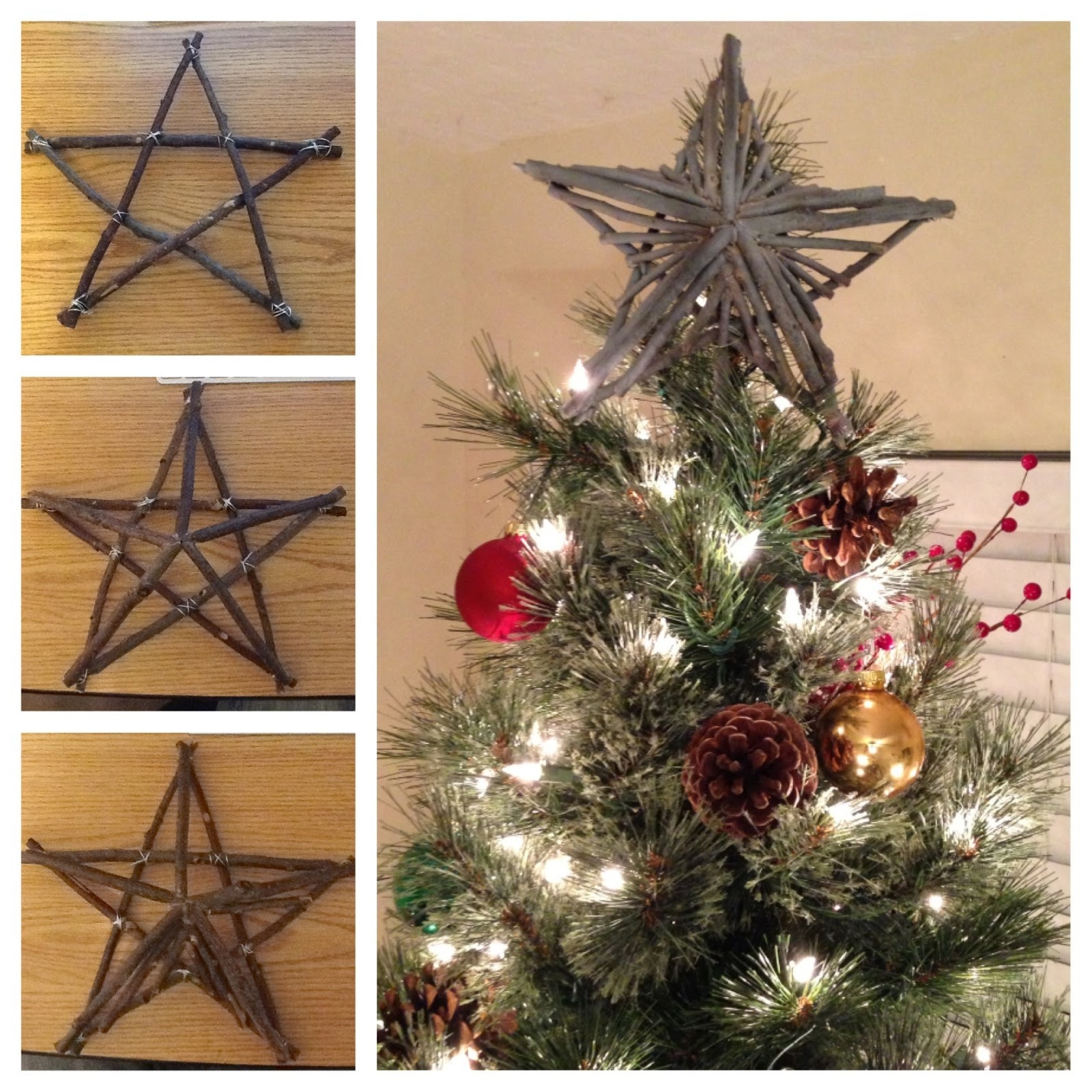 Wooden star christmas tree topper
