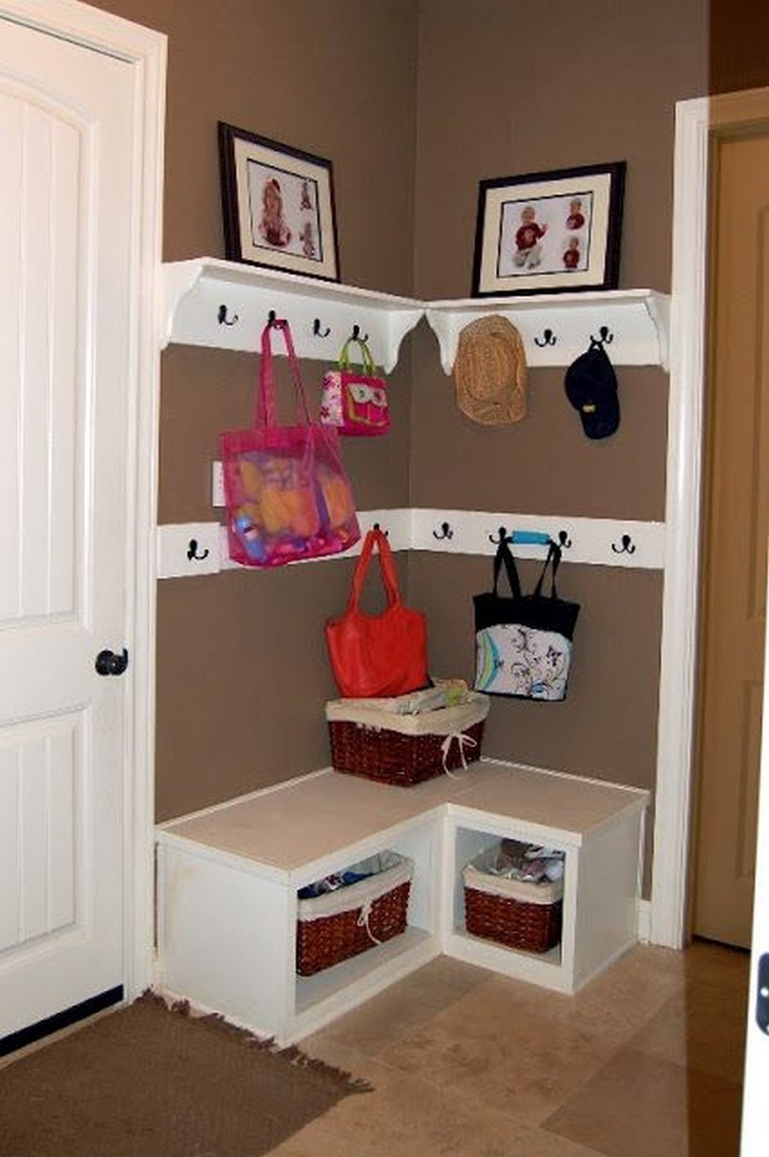 corner shoe storage bench