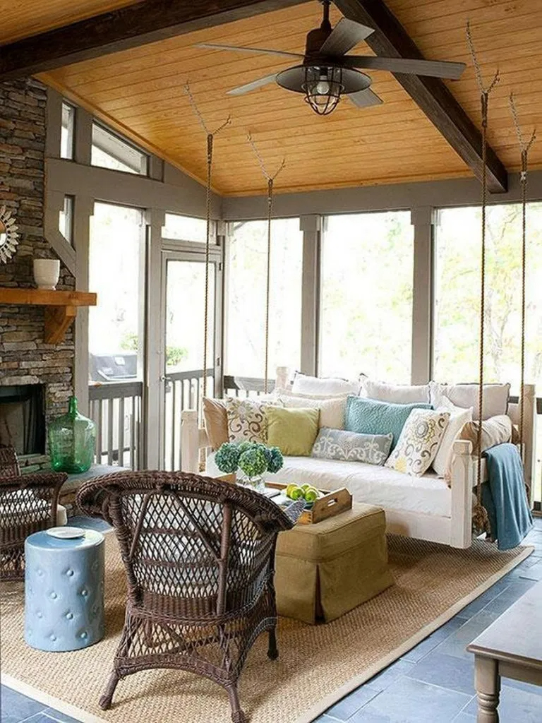 porch swing in living room