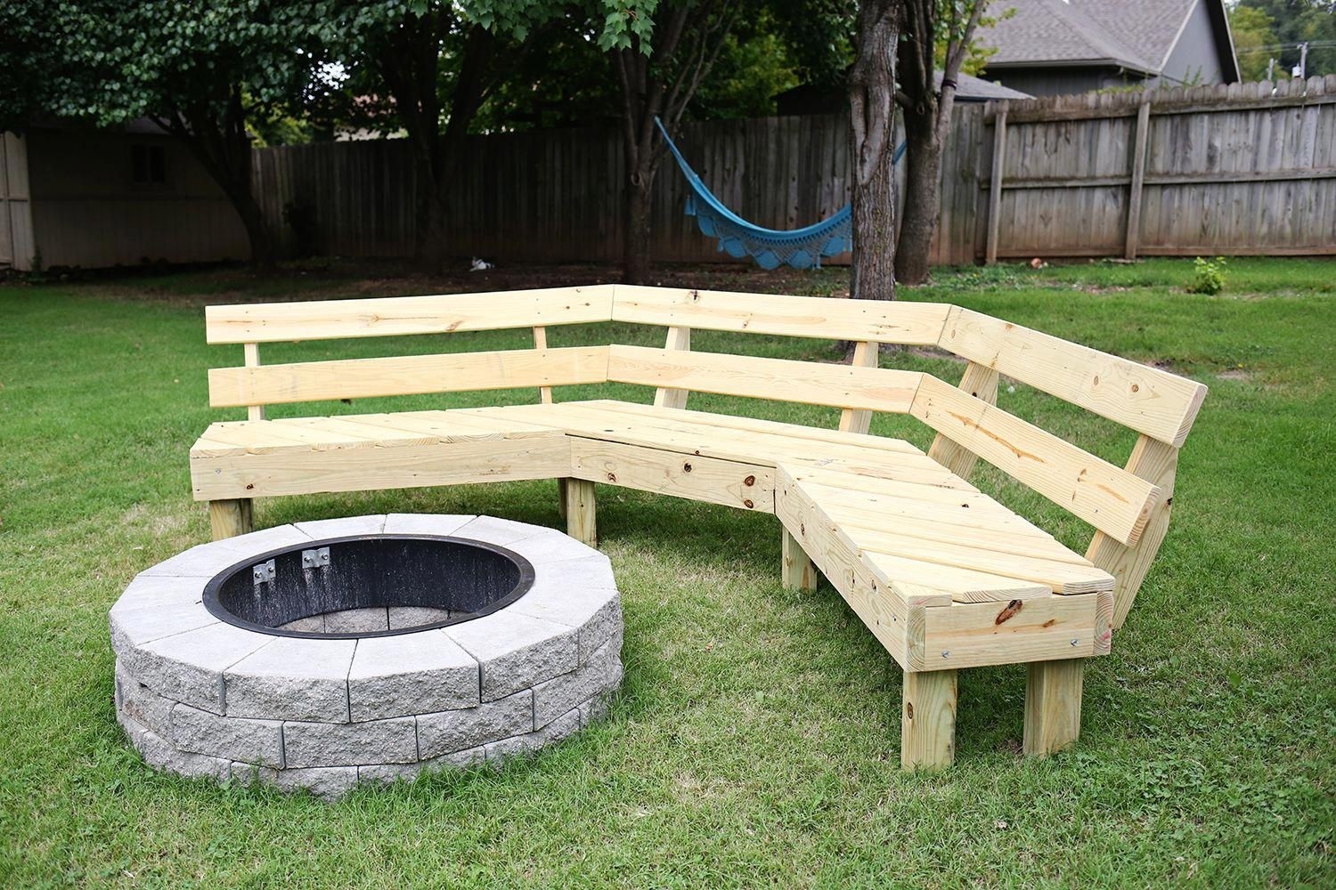 wooden fire pit seating