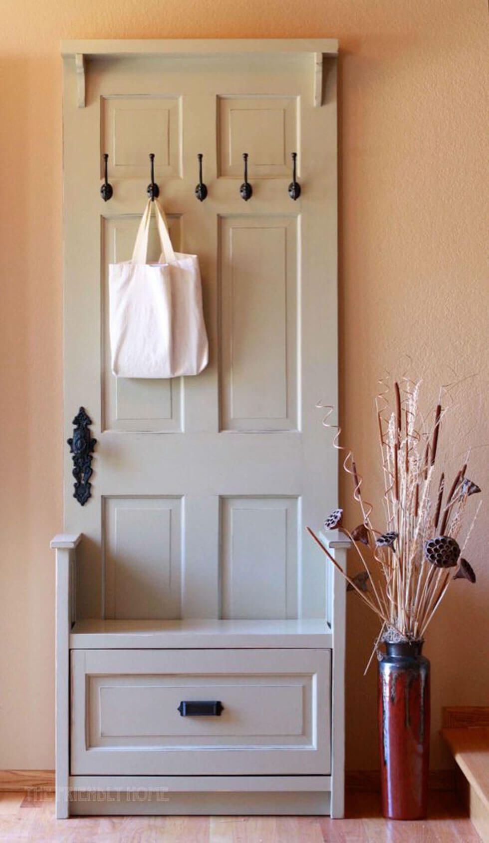 wooden coat rack with storage