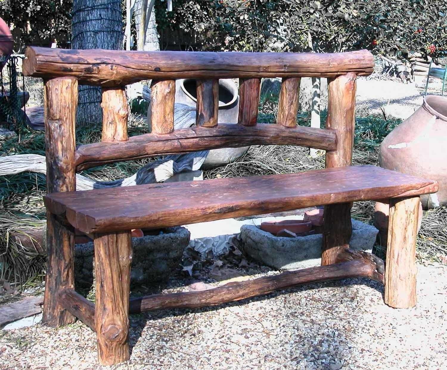 Bench made from deals logs