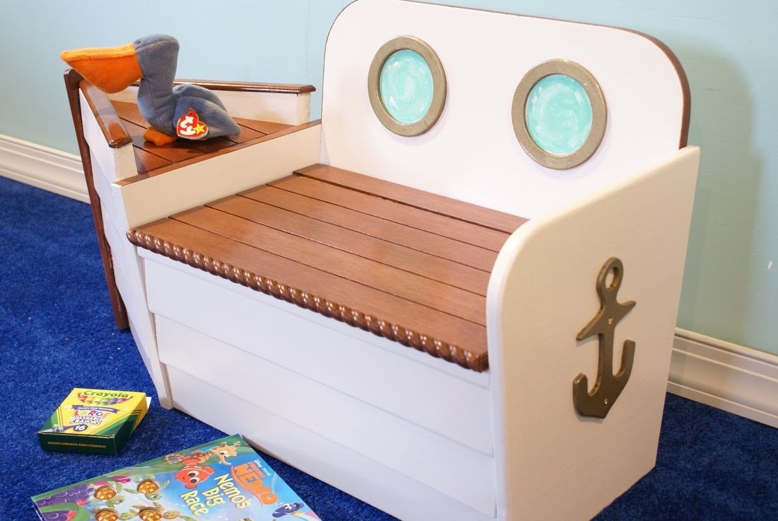 Nautical toy box boat toy box boat bench