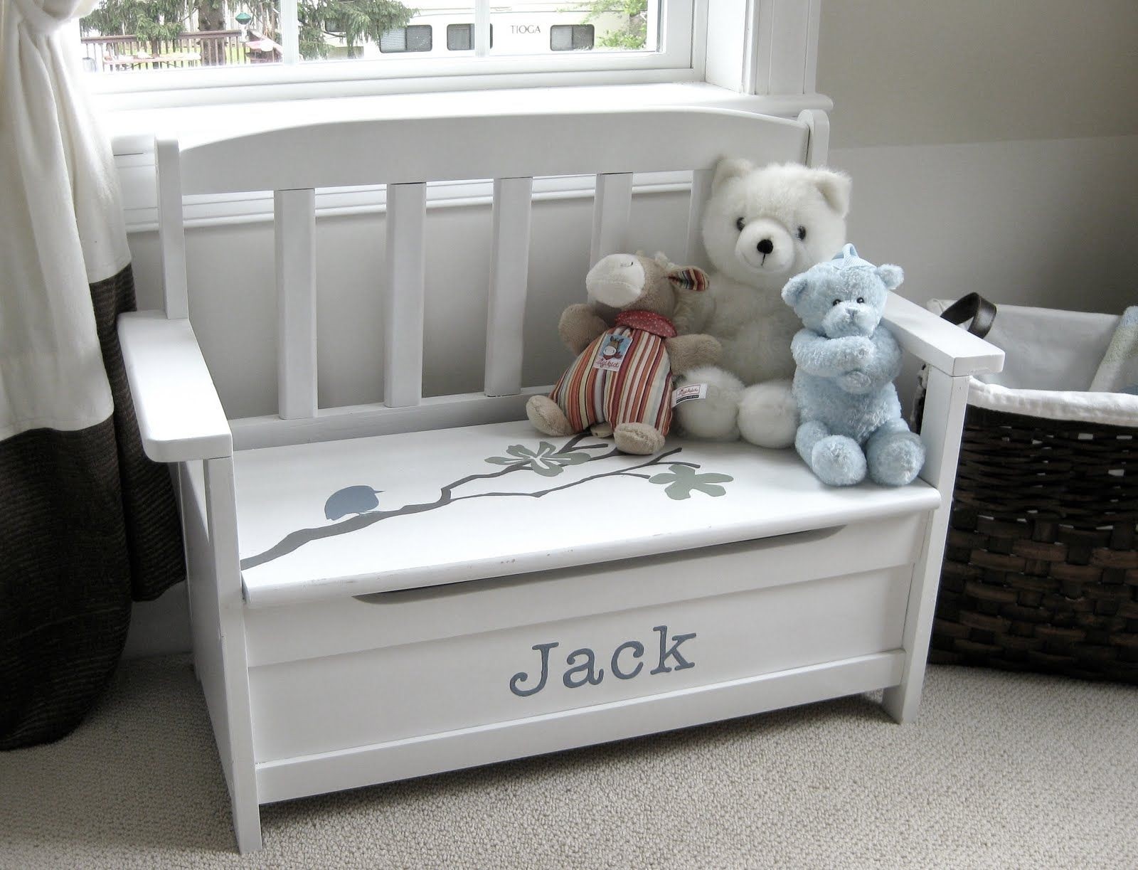 Personalized toy chest bench