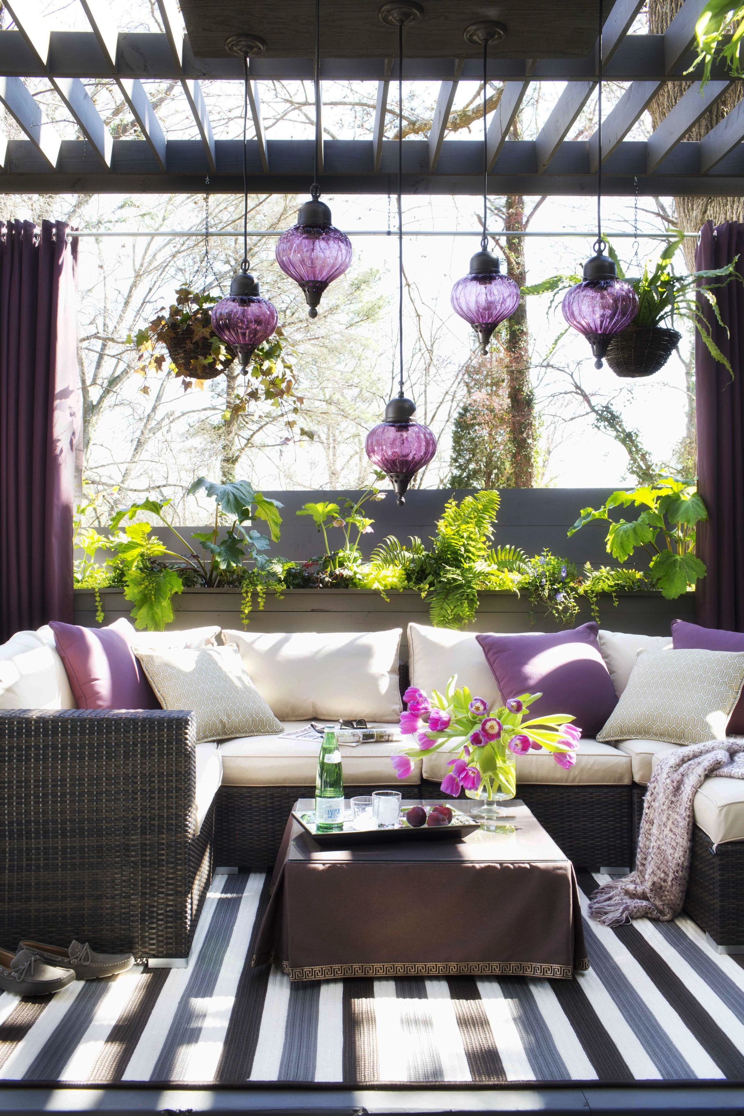 Purple patio cushions