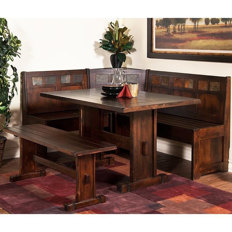 Rustic Santa Fe Breakfast Nook Set with Table & Side Bench