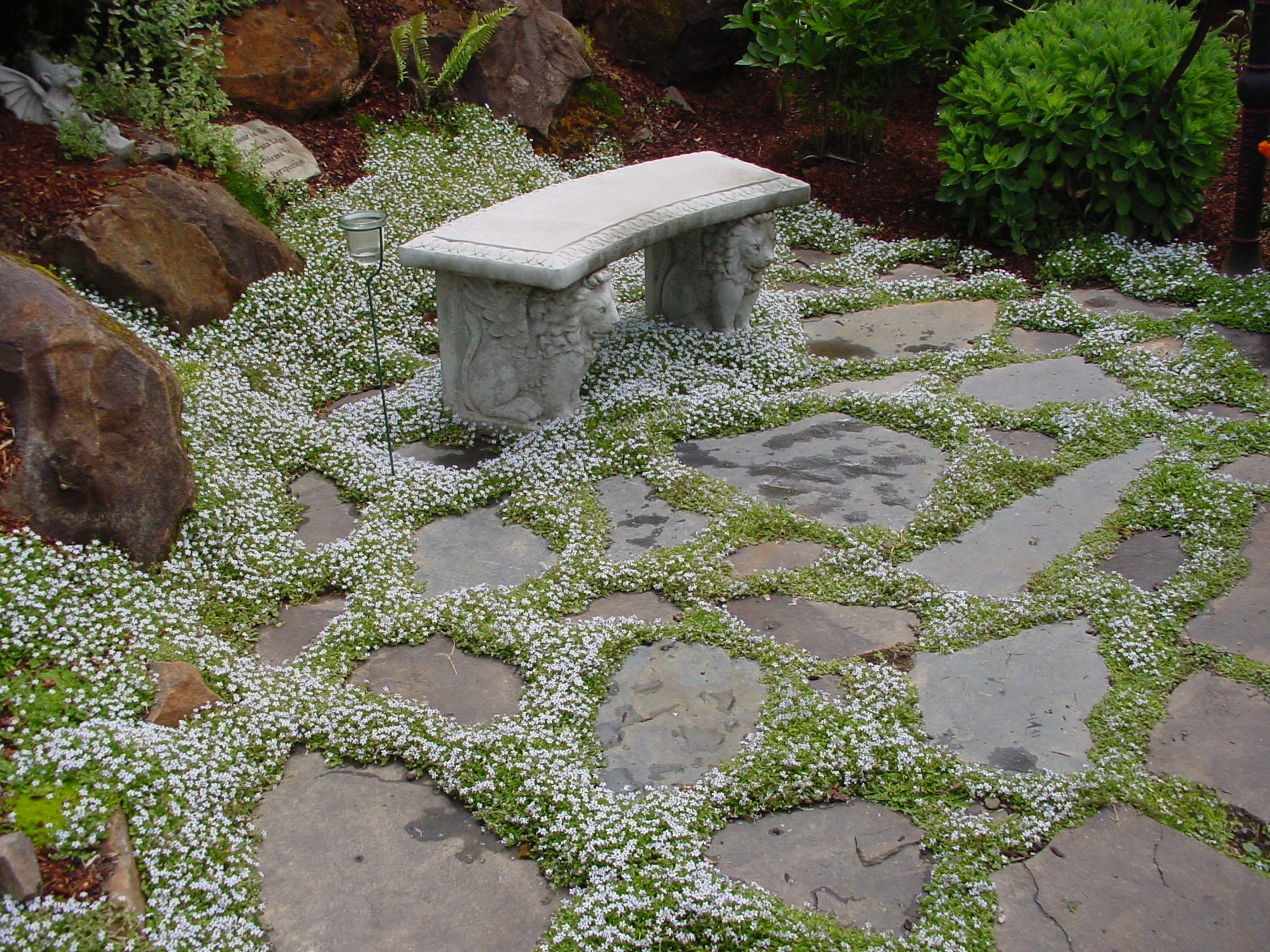 Stone garden benches