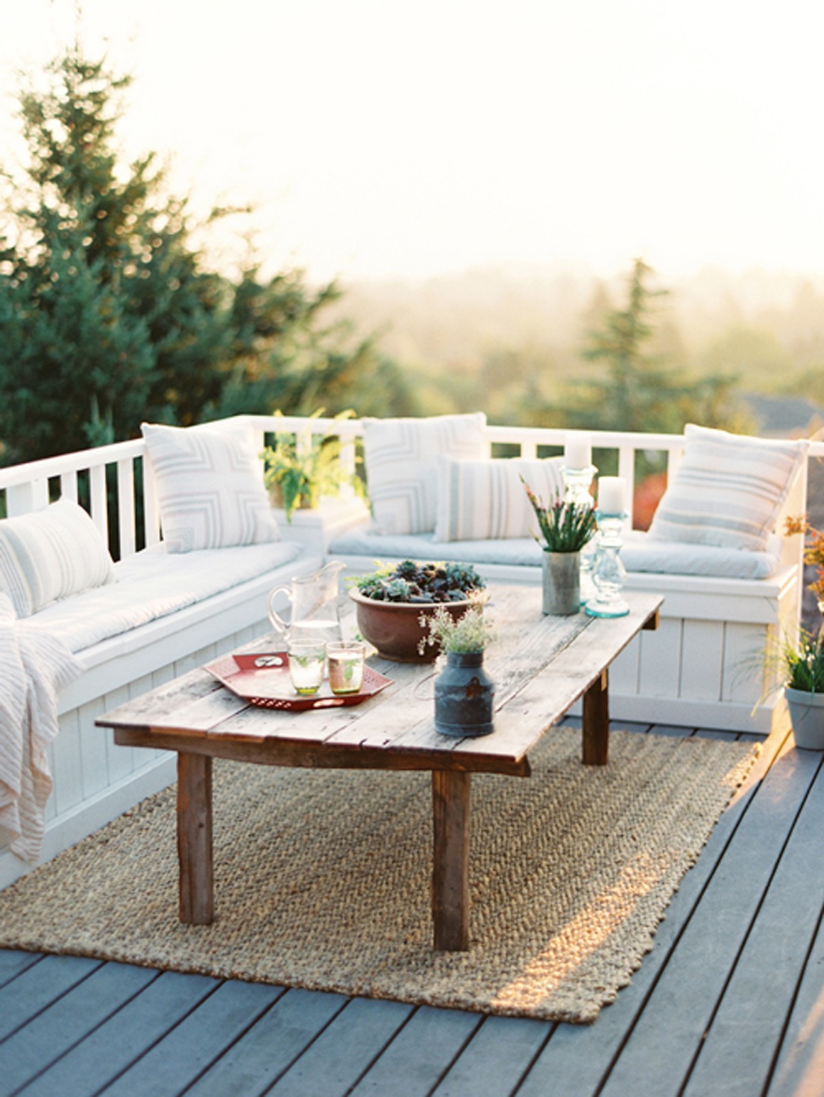 Wood deck benches