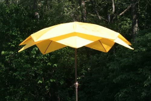 9' Outdoor Lotus Fiberglass Wind Resistant Patio Umbrella - Yellow