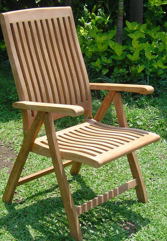 Grade-A Teak Wood Luxurious Reclining Folding Arm / Captain Dining Chair [Model: Marley]