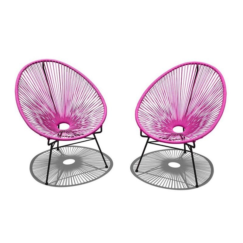 Harmonia Living 2 Piece Acapulco Lounge Chair Set, Hot Pink (SKU HL-ACA-2LC-HPB)